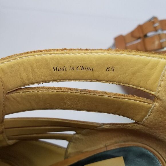 Dolce Vita Anthropologie Tan Brown Leather Helsa Caged Buckle Ankle Bootie 6.5 - Picture 7 of 12